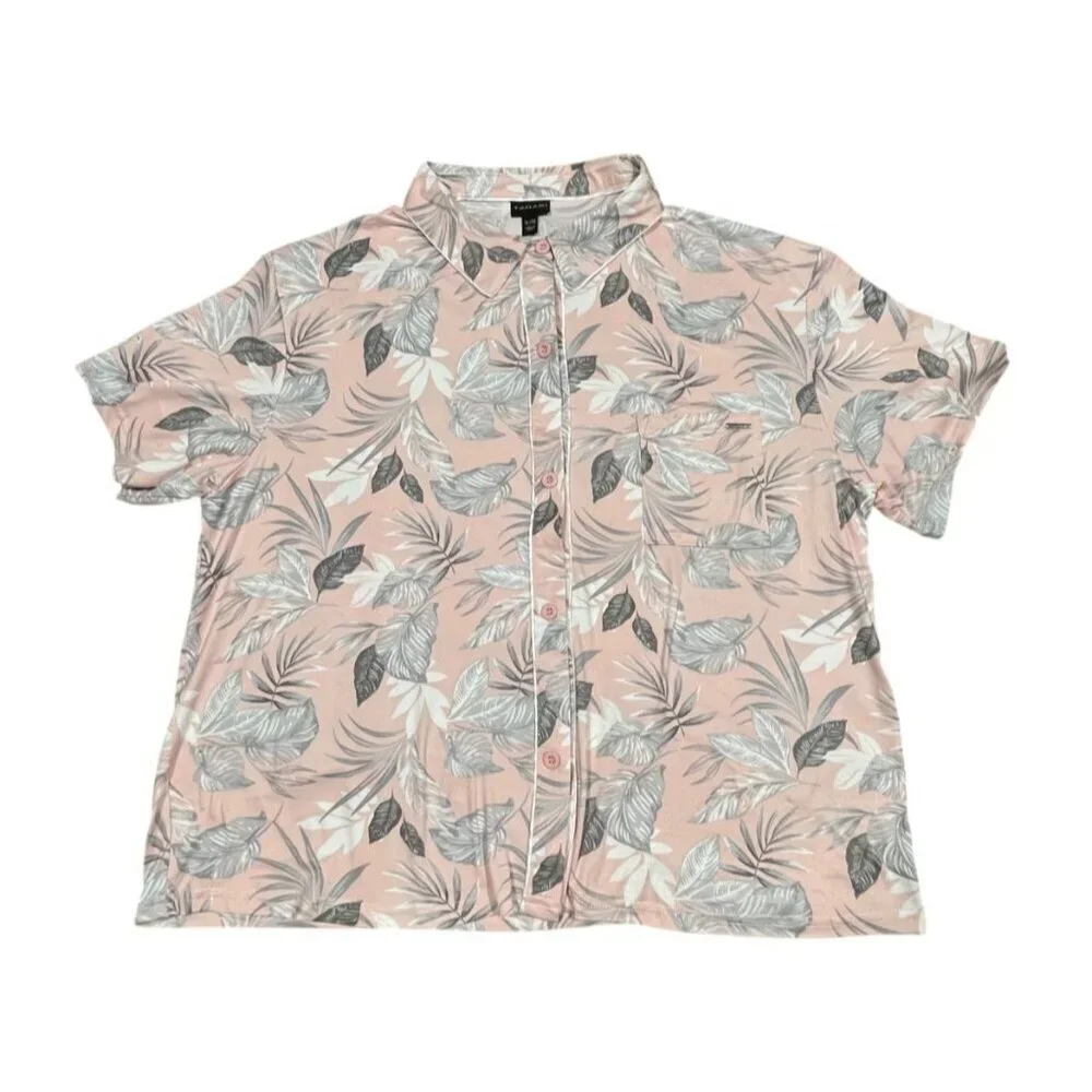 Tahari Pink/Silver Camp Shirt & Short Pajama Set SIZE-XL - Picture 2 of 13